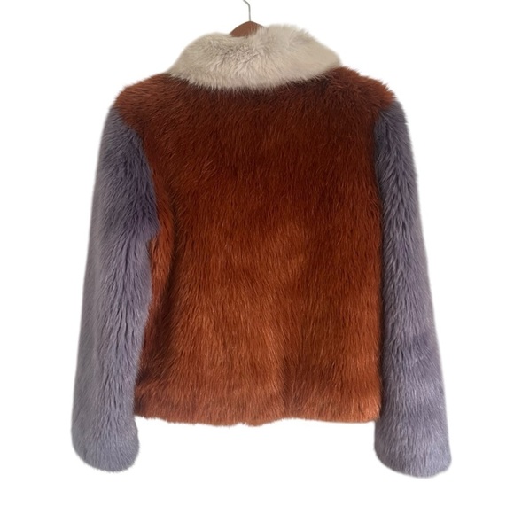 LPA *Celebrity Favorite* Faux Fur Color Block Jacket 413 in Rust & Lilac - Picture 9 of 16